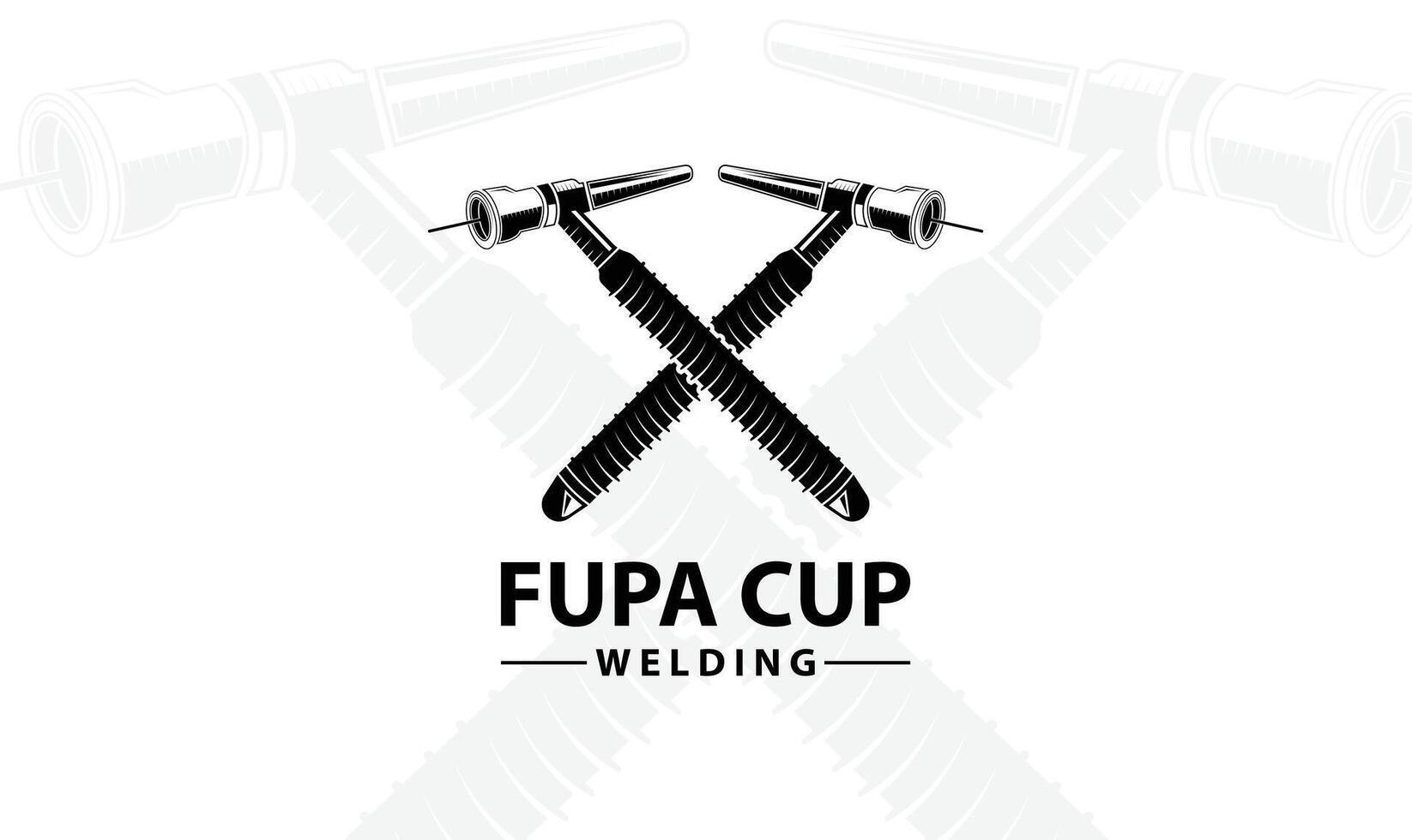 Welding logo with crossed torch. vector