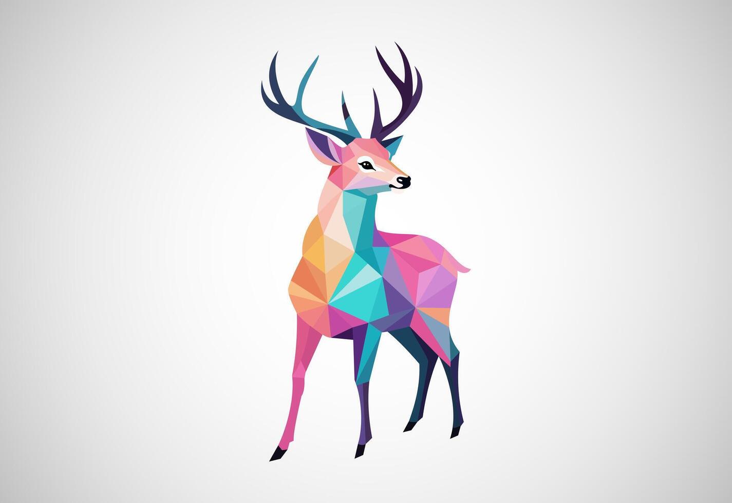 Geometric Deer Colorful Logo. Deer Logo Design Vector illustration.