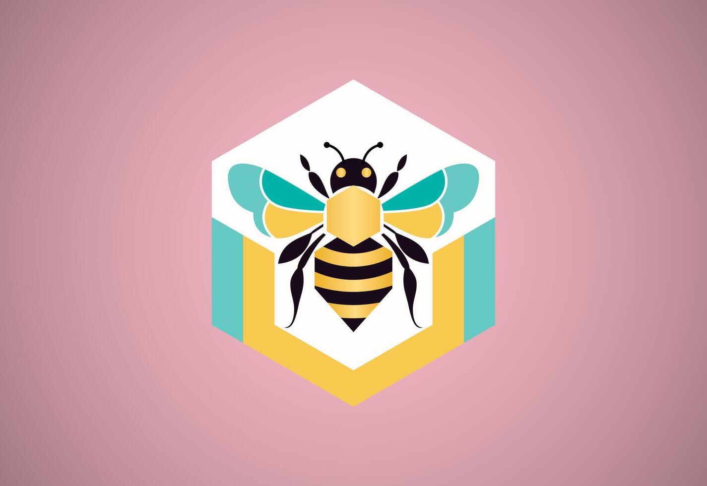 Honey bee illustration. Bee logo design vector template