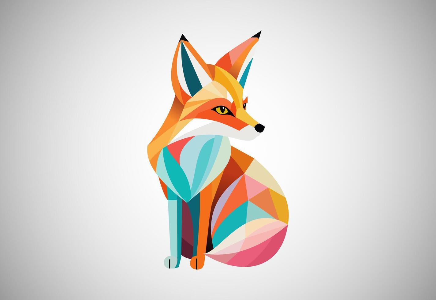 Geometric fox logo design vector illustration. Animal logo