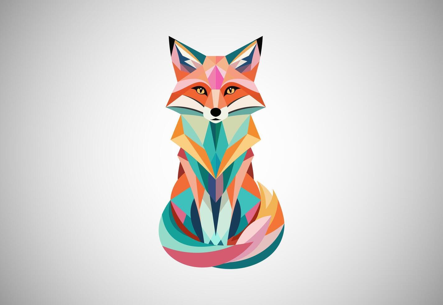 Geometric fox logo design vector illustration. Animal logo