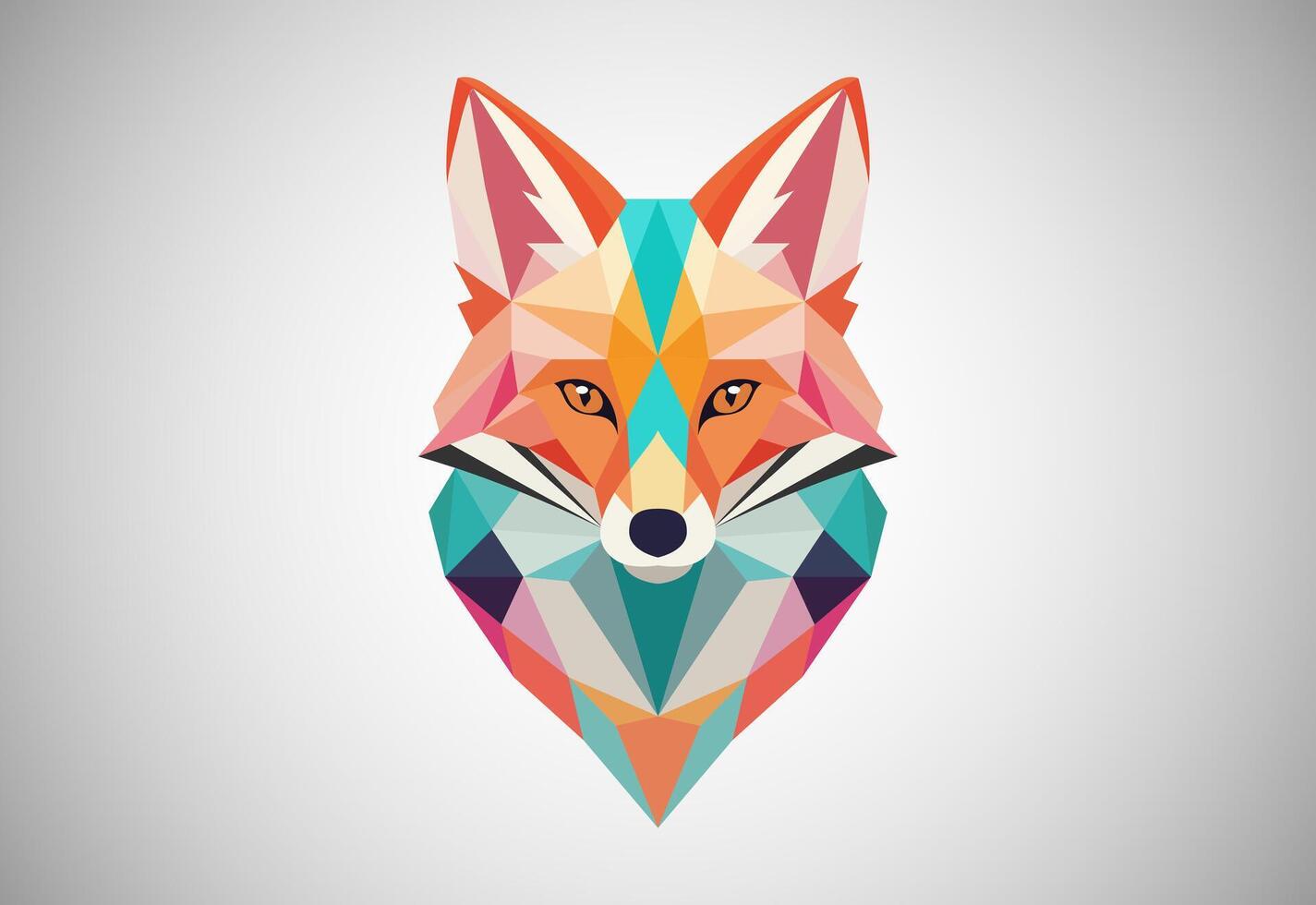 Geometric fox logo design vector illustration. Animal logo
