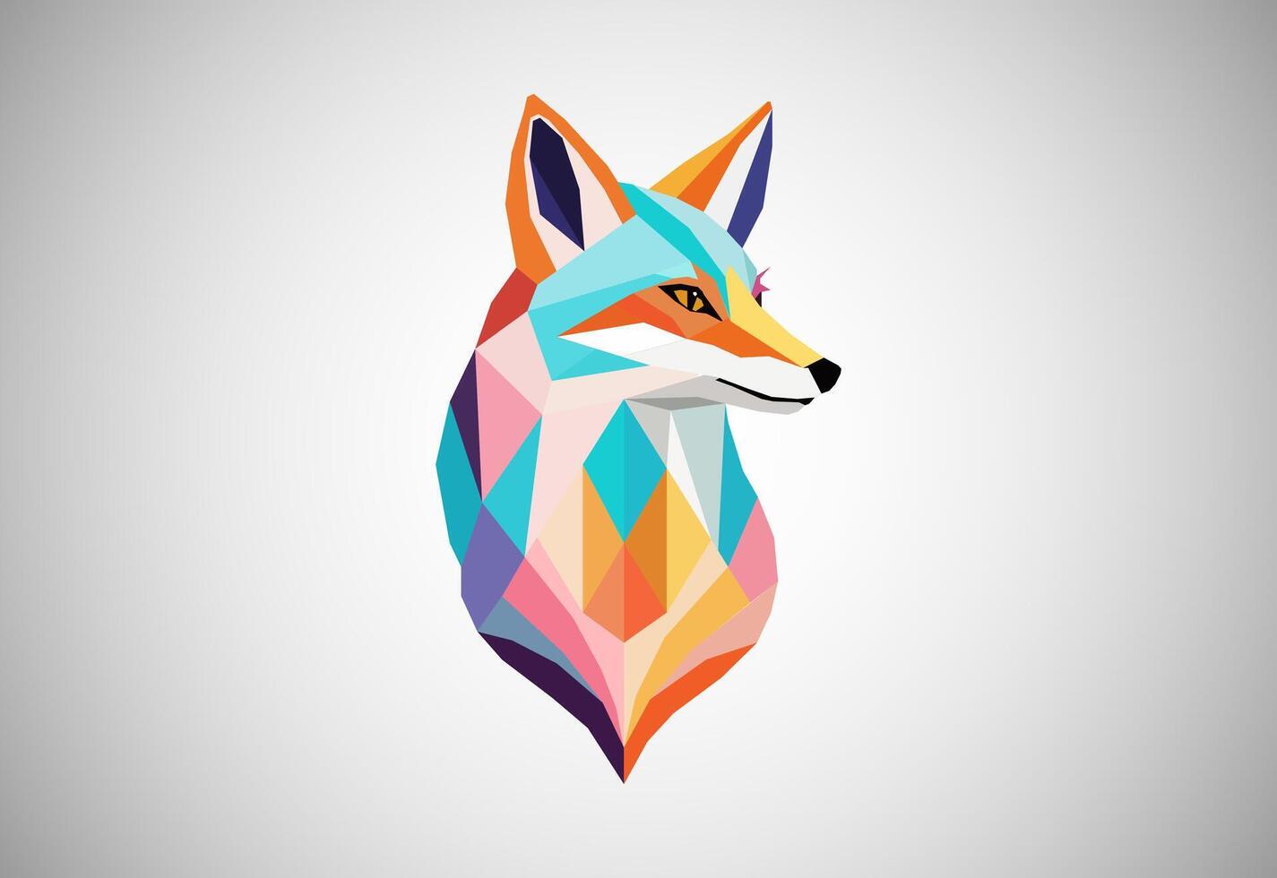 Geometric fox logo design vector illustration. Animal logo