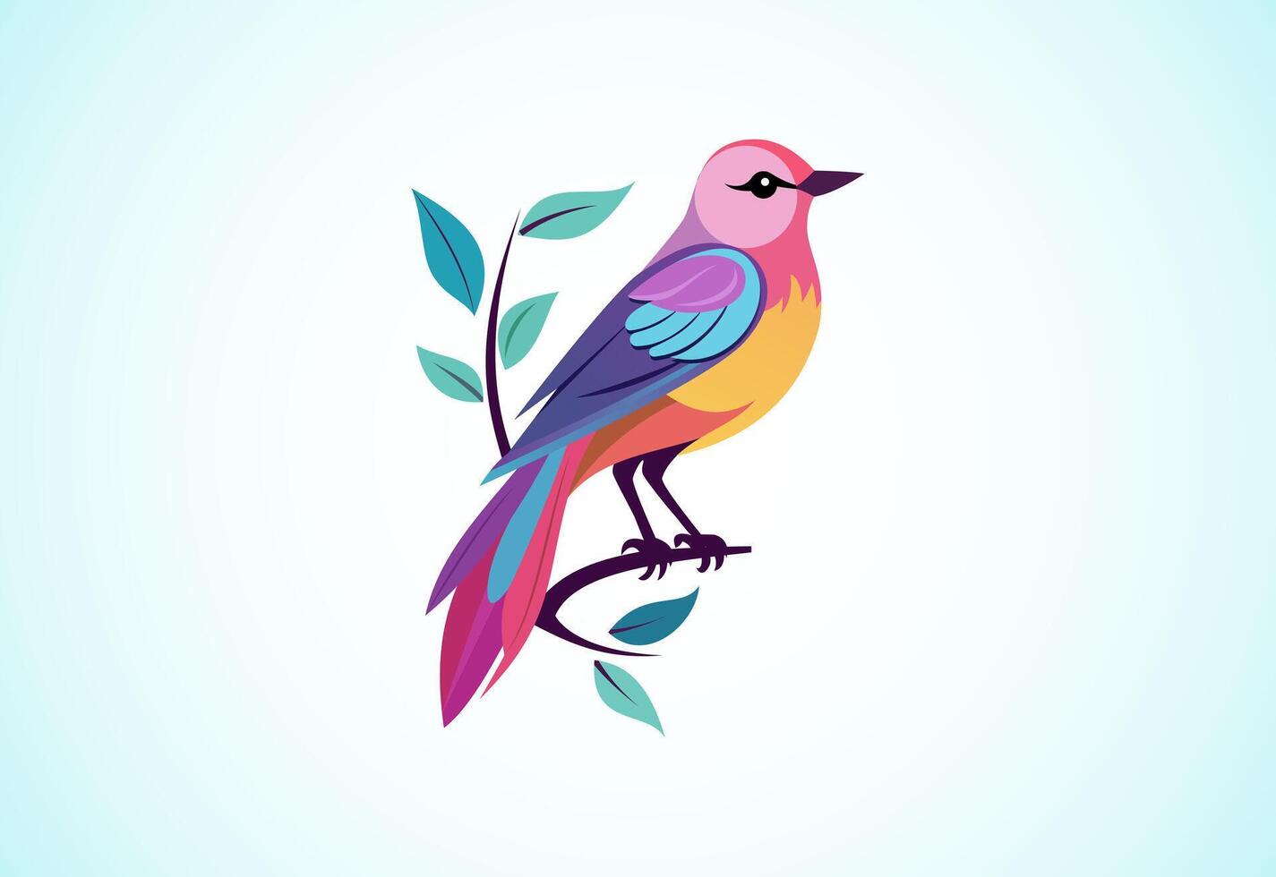 Beautiful multi coloured bird. Bird logo design vector illustration