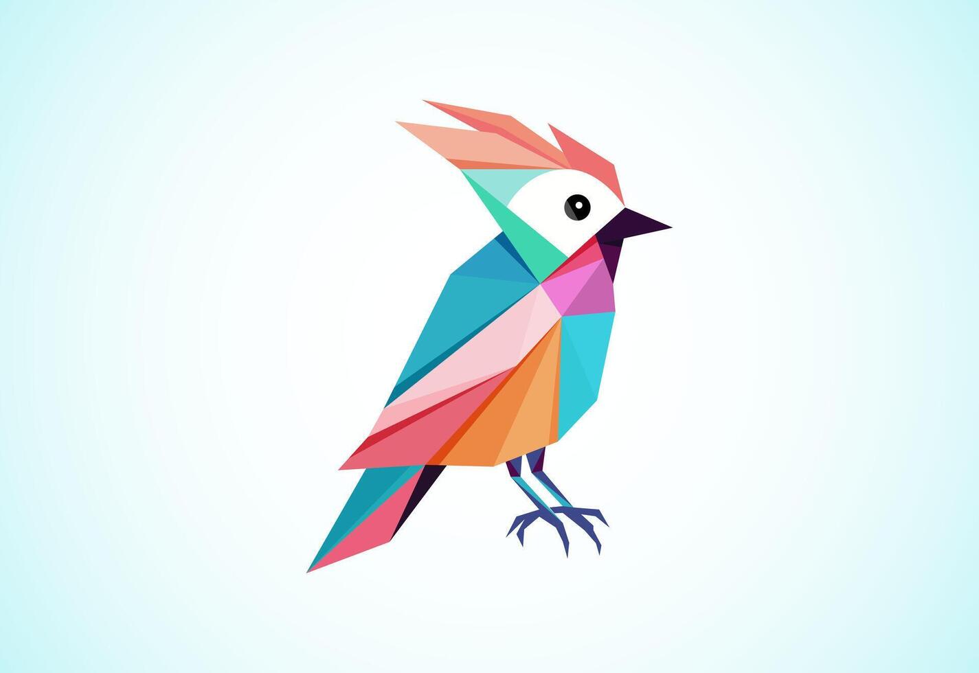 Geometric multi colored bird. Bird logo design vector illustration