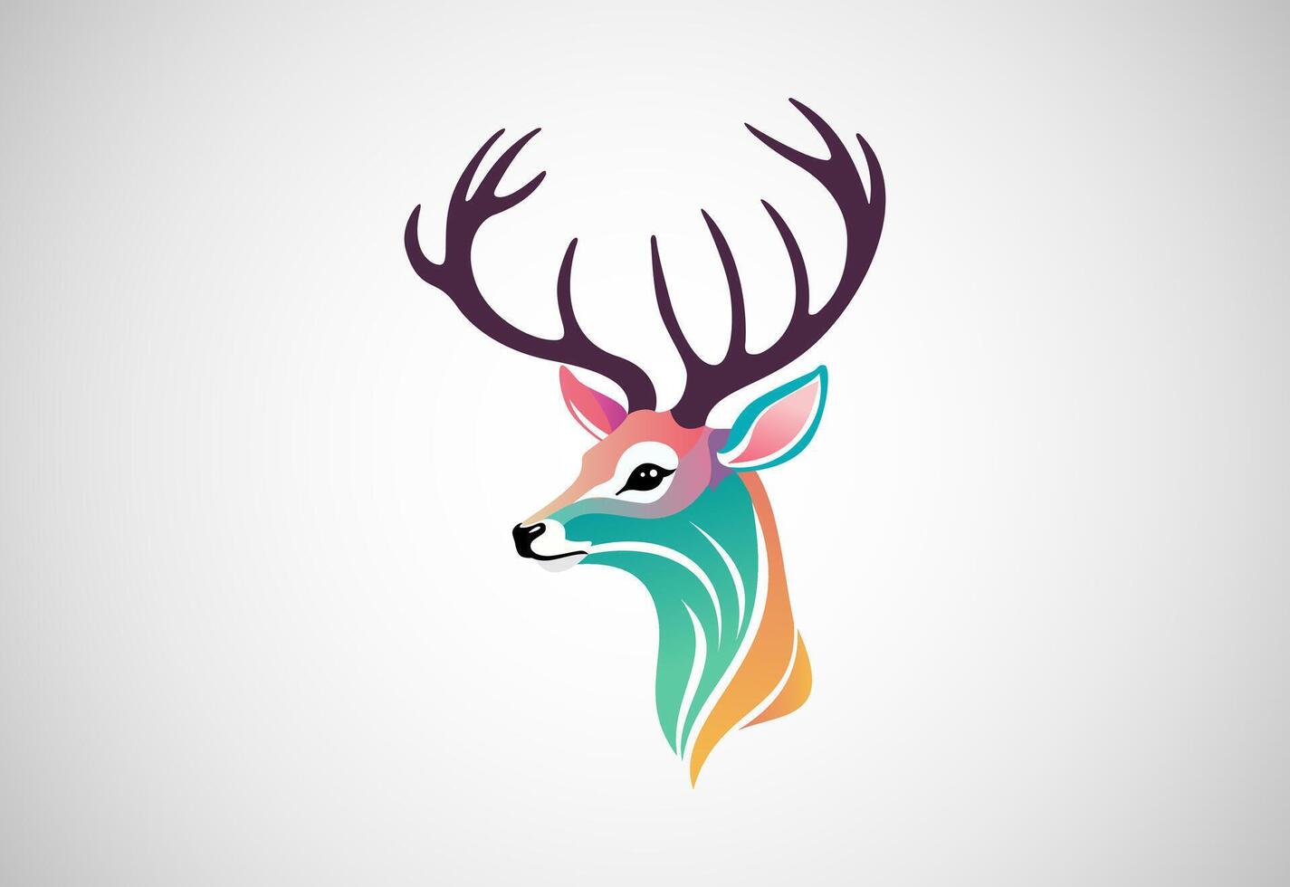 Deer Colorful Logo. Deer Head Logo Design Vector illustration.