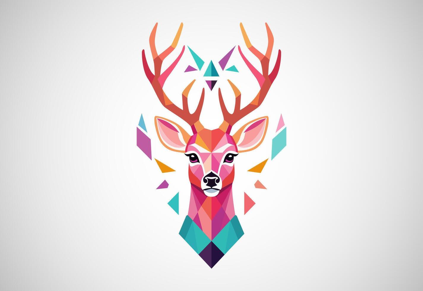 Geometric Deer Colorful Logo. Deer Head Logo Design Vector illustration.