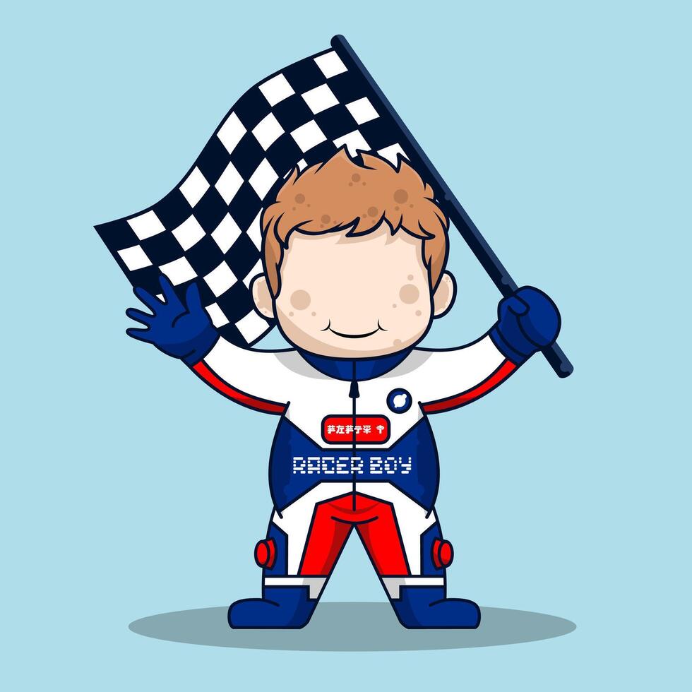 Cute cartoon racer boy vector illustration