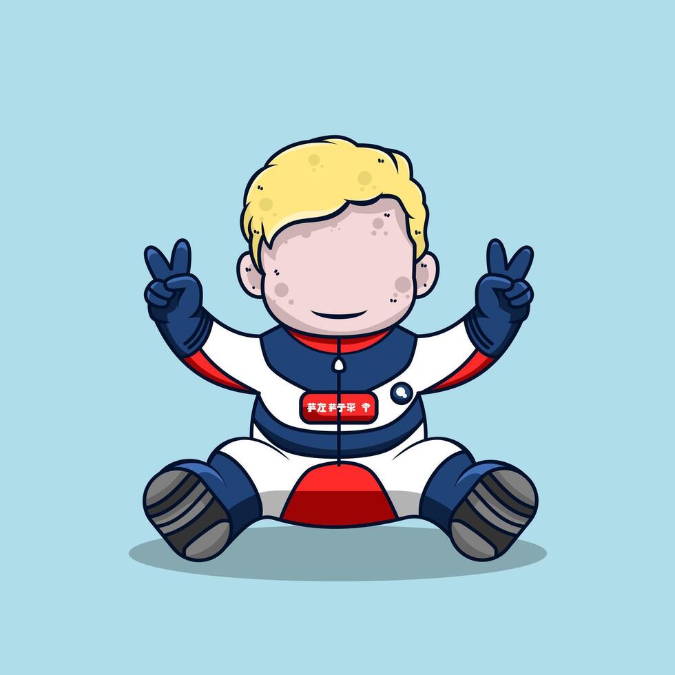 Cute racer wearing helmet and suit vector illustration