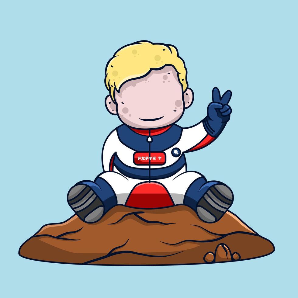 Cute racer wearing helmet and suit vector illustration