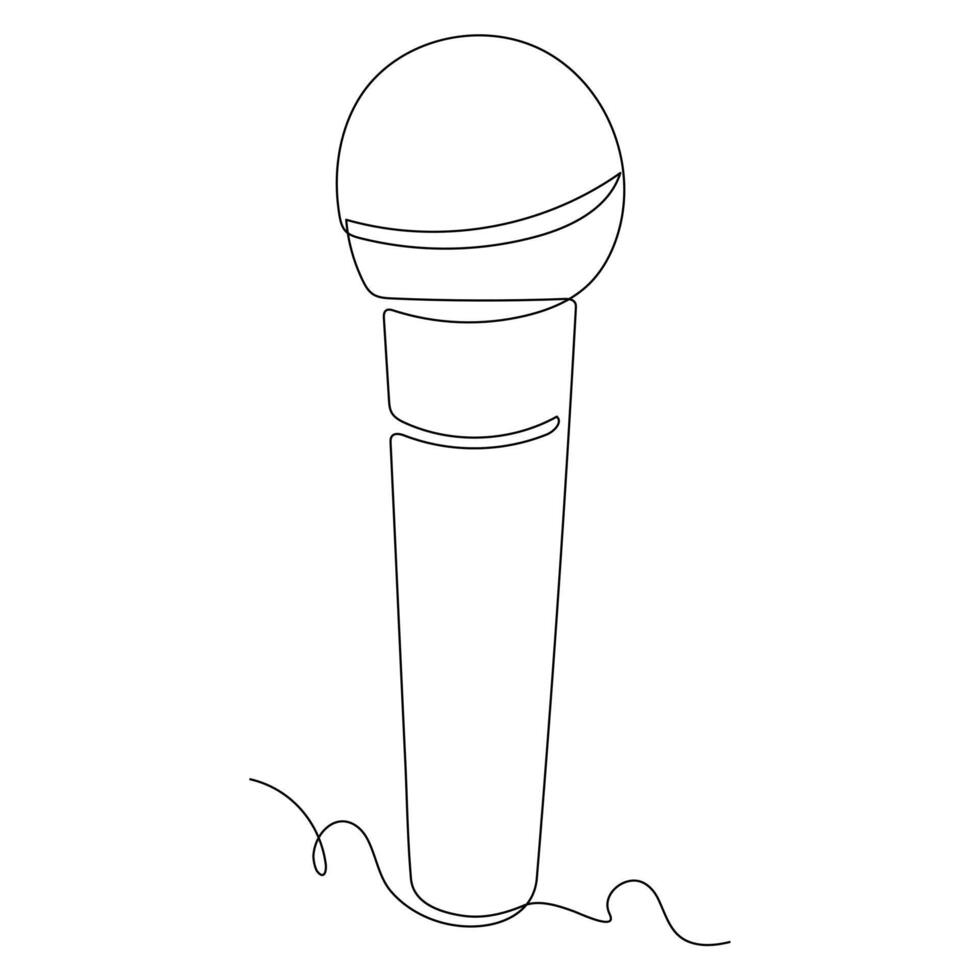 Continuous single line microphone mic sound one line art drawing and illustration vector design