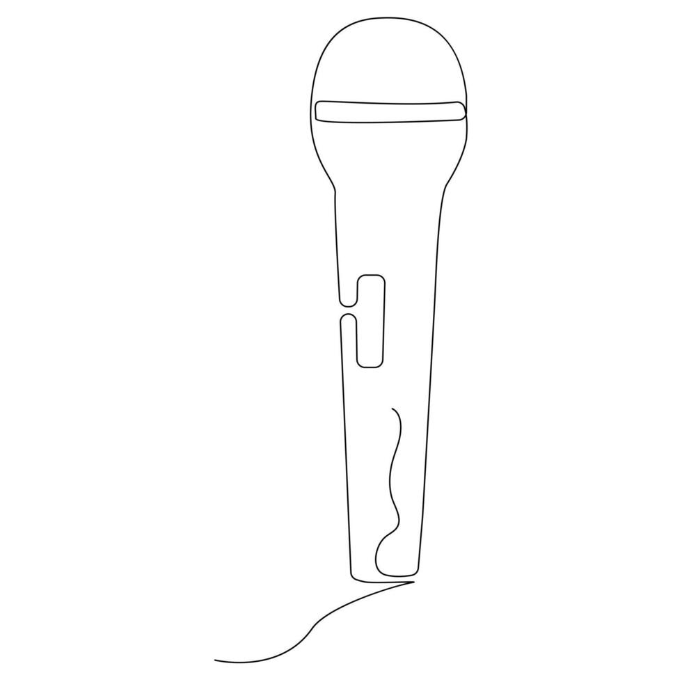 Continuous single line microphone mic sound one line art drawing and illustration vector design