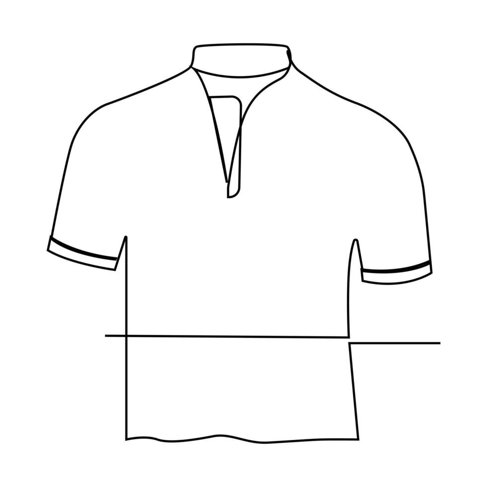 T shirt clothes continuous single line outline vector art drawing and simple one line shirt minimalist design