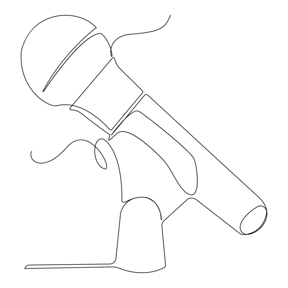 Continuous single line microphone mic sound one line art drawing and illustration vector design