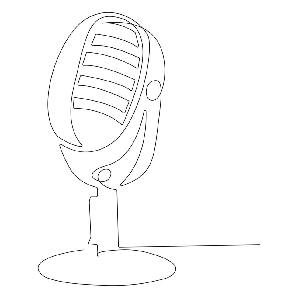 Continuous single line microphone mic sound one line art drawing and illustration vector design