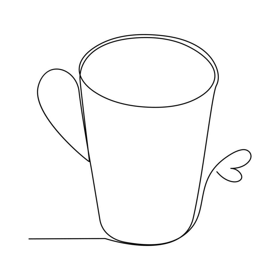 Continuous single line drawing of stylized mug of cappuccino coffee vector mug art drawing and design illustration