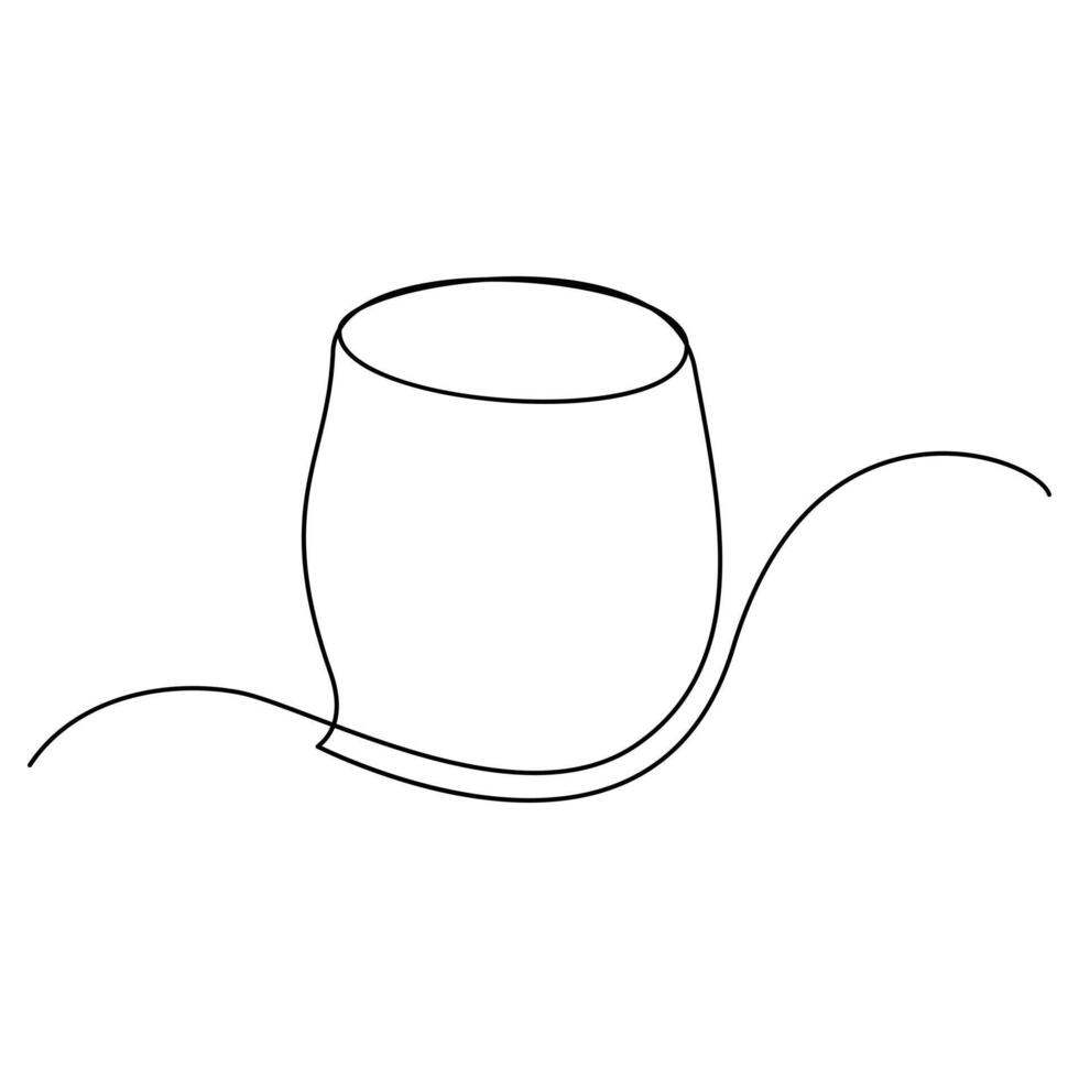 Continuous single line drawing of stylized mug of cappuccino coffee vector mug art drawing and design illustration