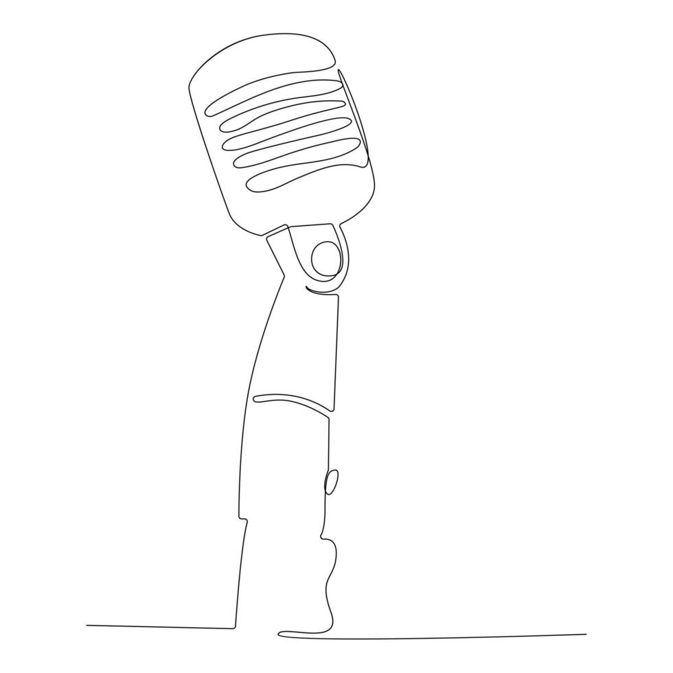 Continuous single line microphone mic sound one line art drawing and illustration vector design