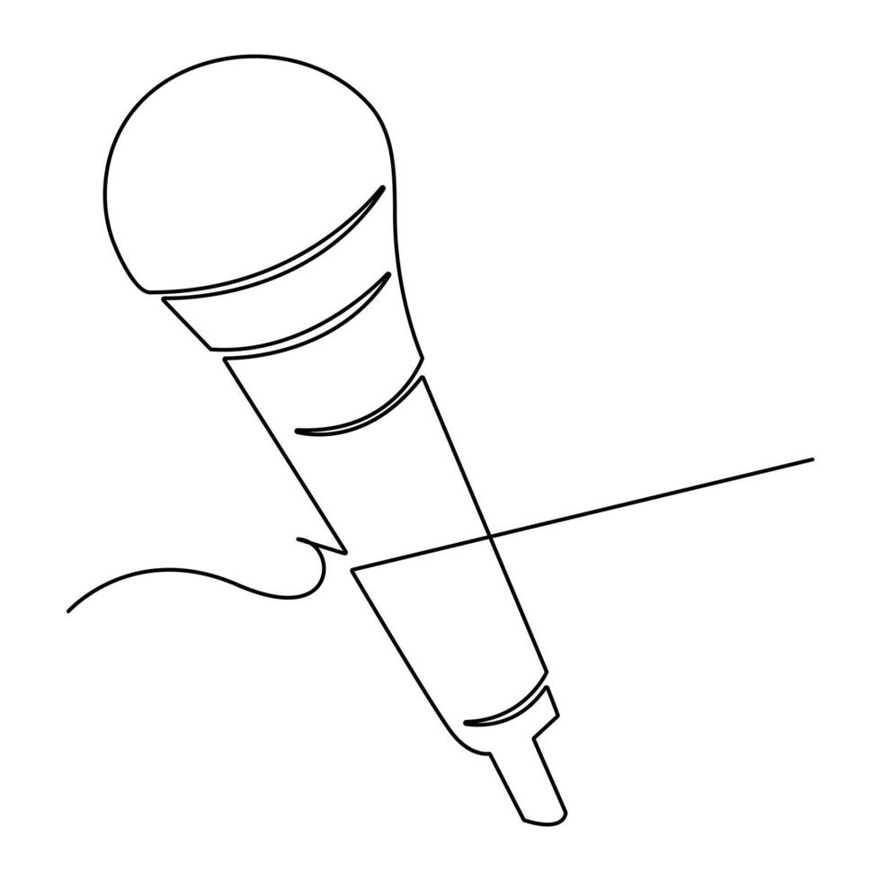 continuo soltero línea micrófono mic sonido uno línea Arte dibujo y ilustración vector diseño