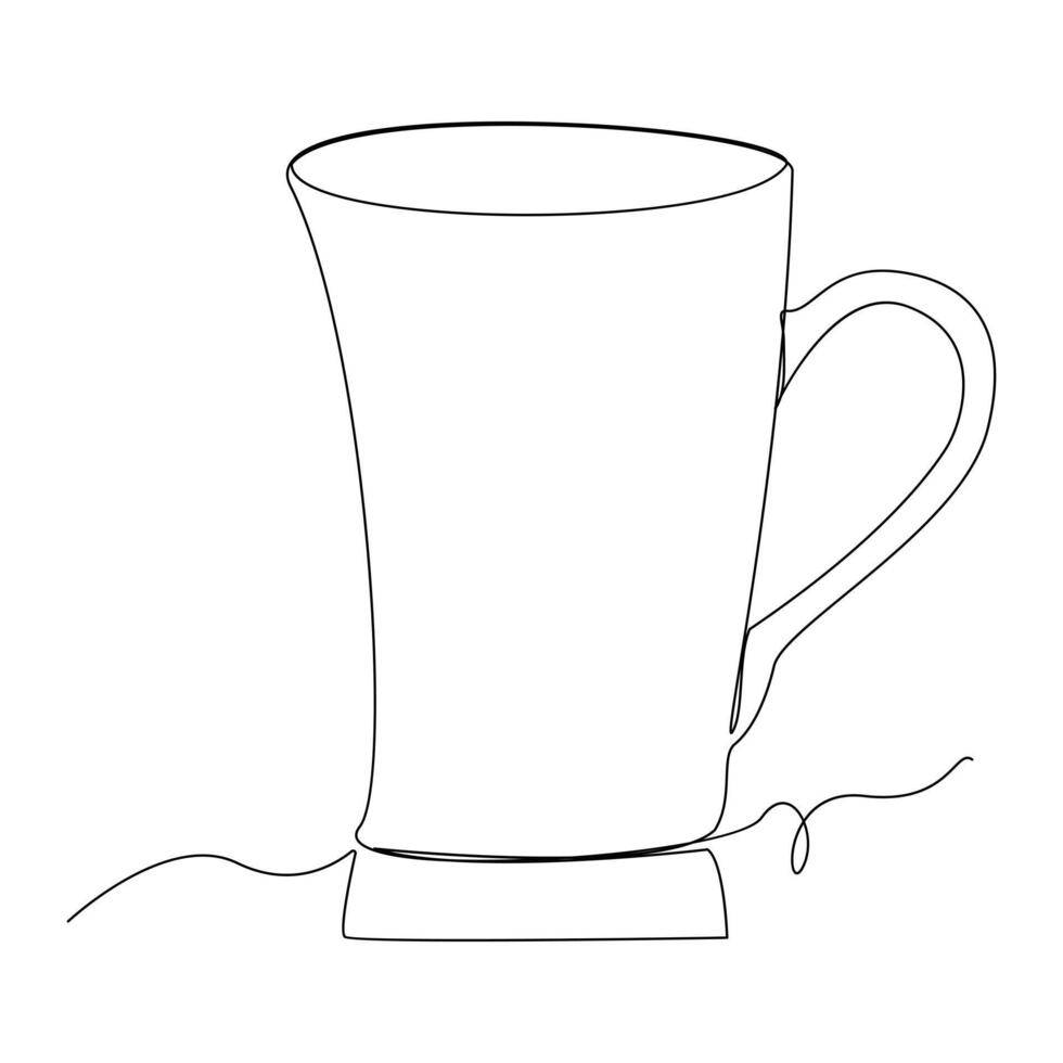 Continuous single line drawing of stylized mug of cappuccino coffee vector mug art drawing and design illustration