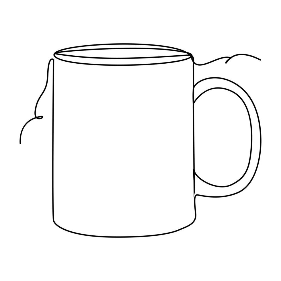 Continuous single line drawing of stylized mug of cappuccino coffee vector mug art drawing and design illustration