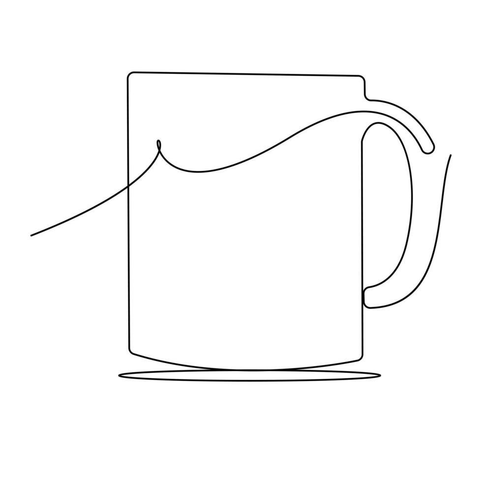 Continuous single line drawing of stylized mug of cappuccino coffee vector mug art drawing and design illustration