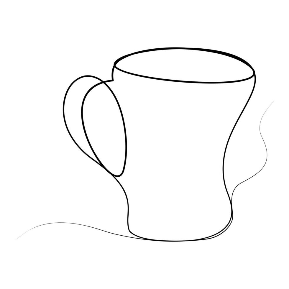 Continuous single line drawing of stylized mug of cappuccino coffee vector mug art drawing and design illustration