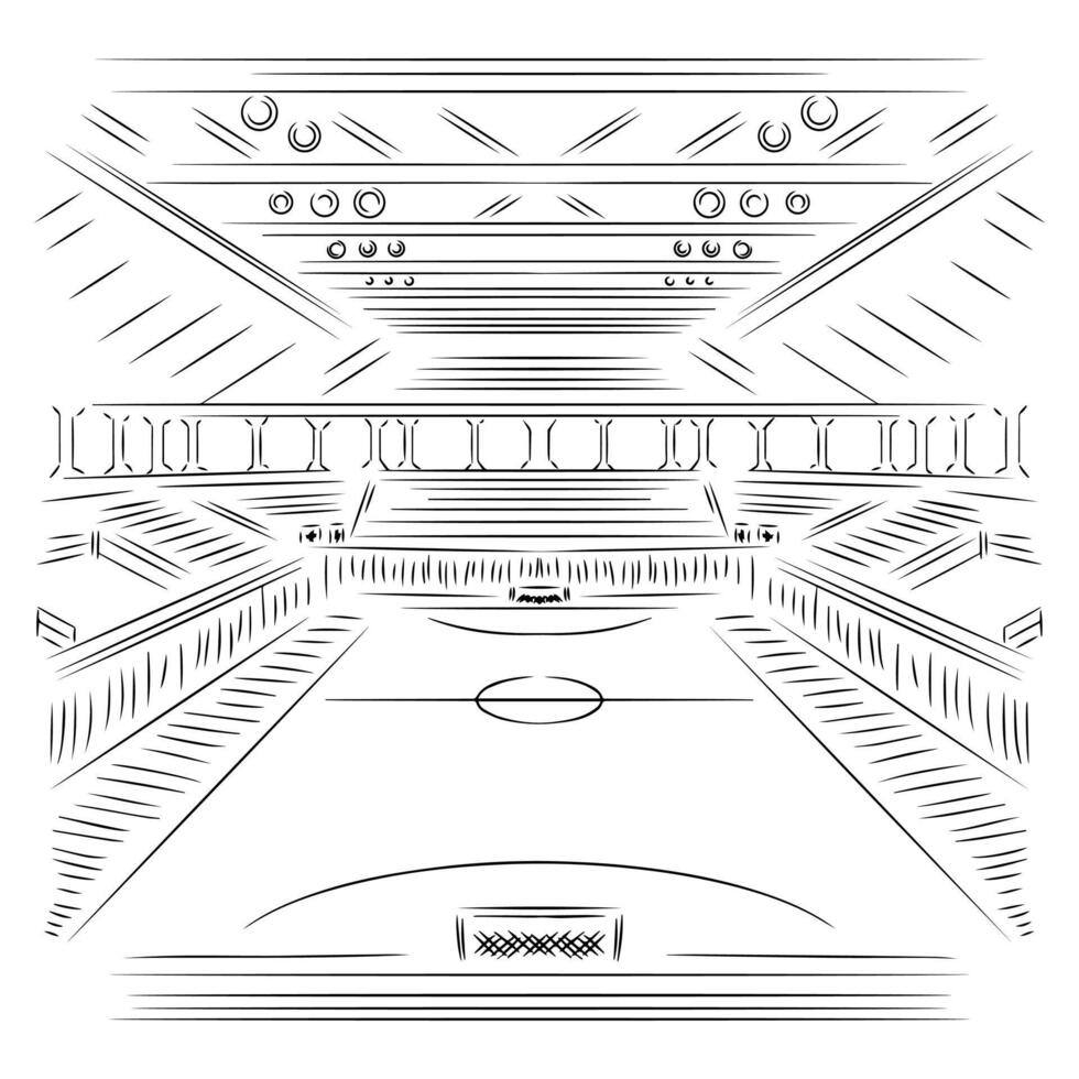 line art illustration of futsal stadium vector