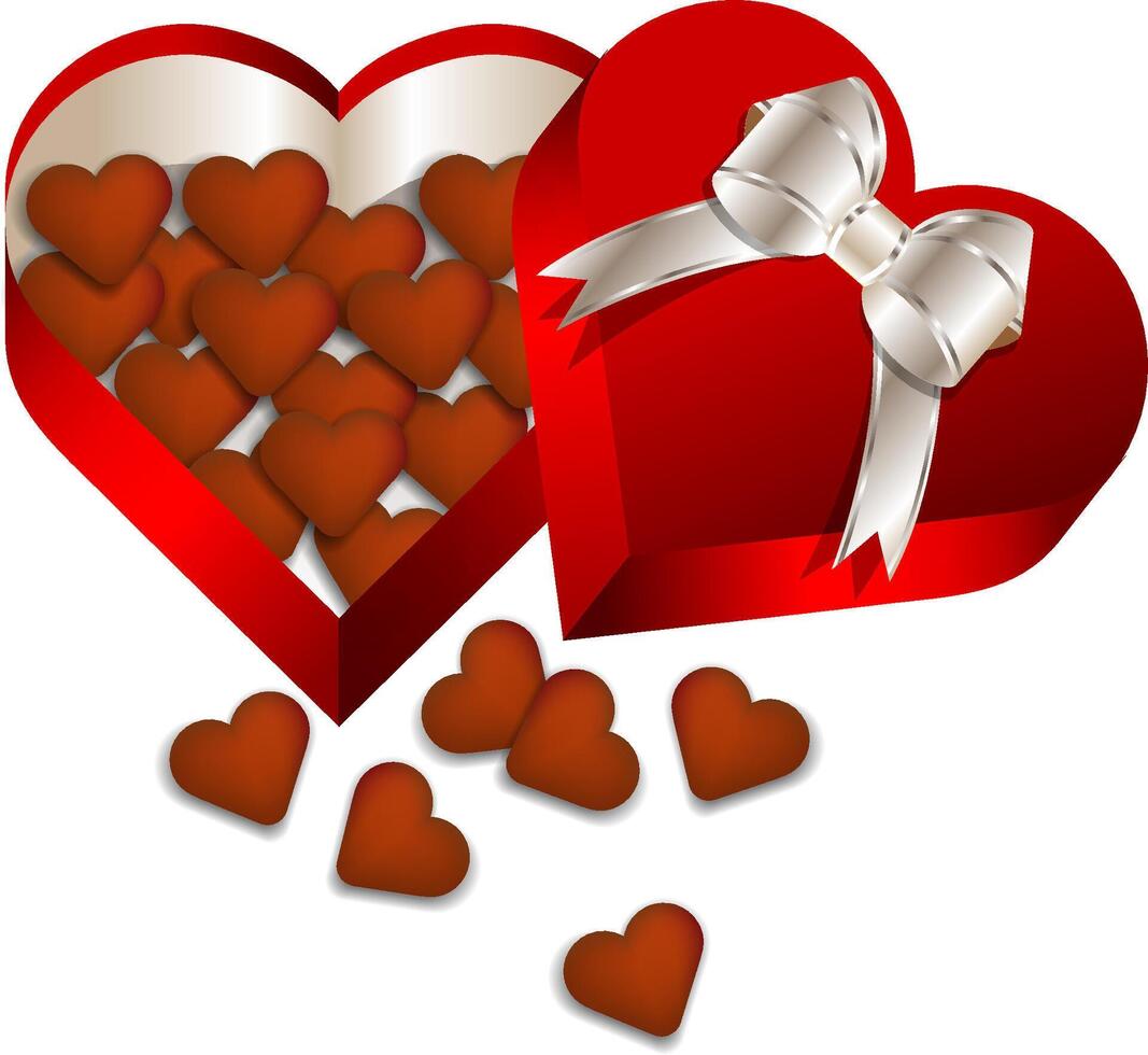 Chocolate Valentine's day in heart gift box vector