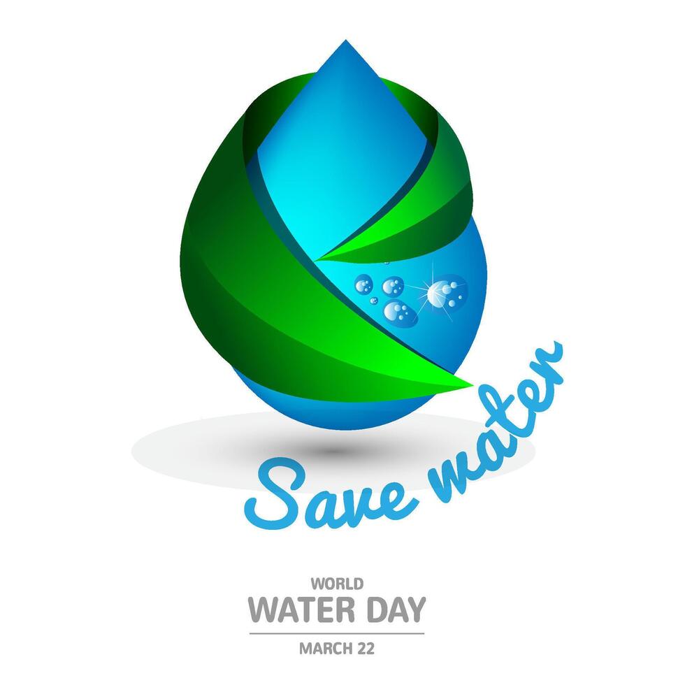 Water drop with ecology leaf for World Water Day vector