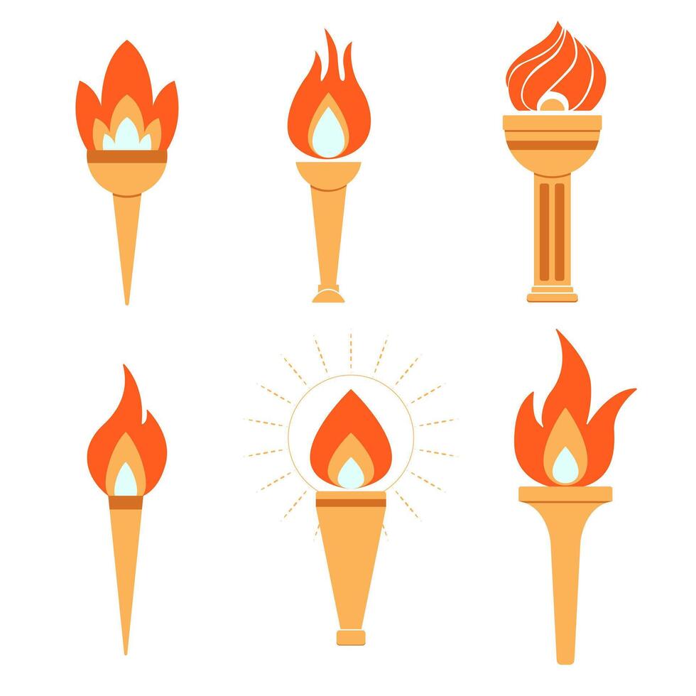 Set of Burning Flame vector