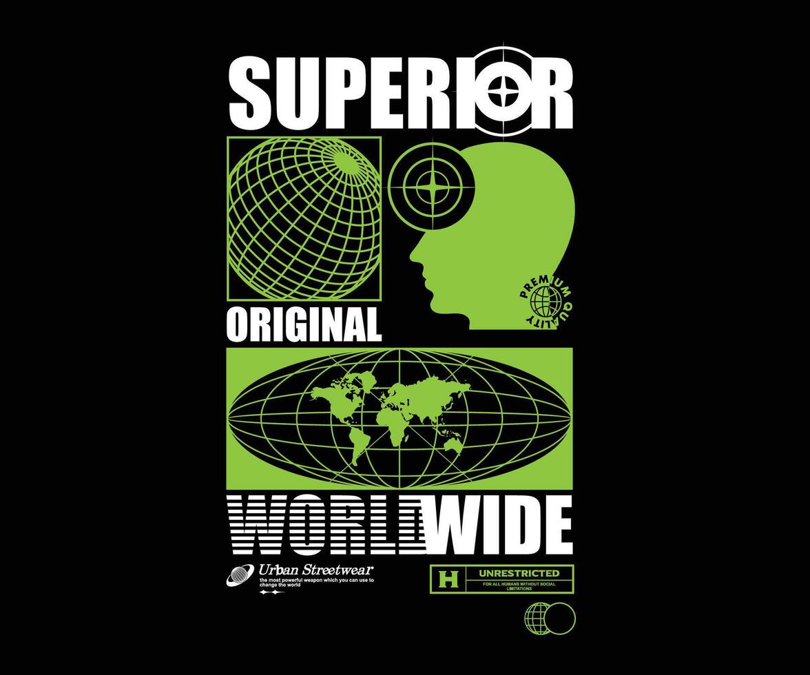 Futuristic illustration of world retro poster t shirt design, vector graphic, typographic poster or tshirts street wear and Urban style