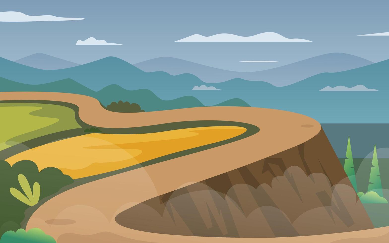 Mountain landscape with road. non urban scenes vector