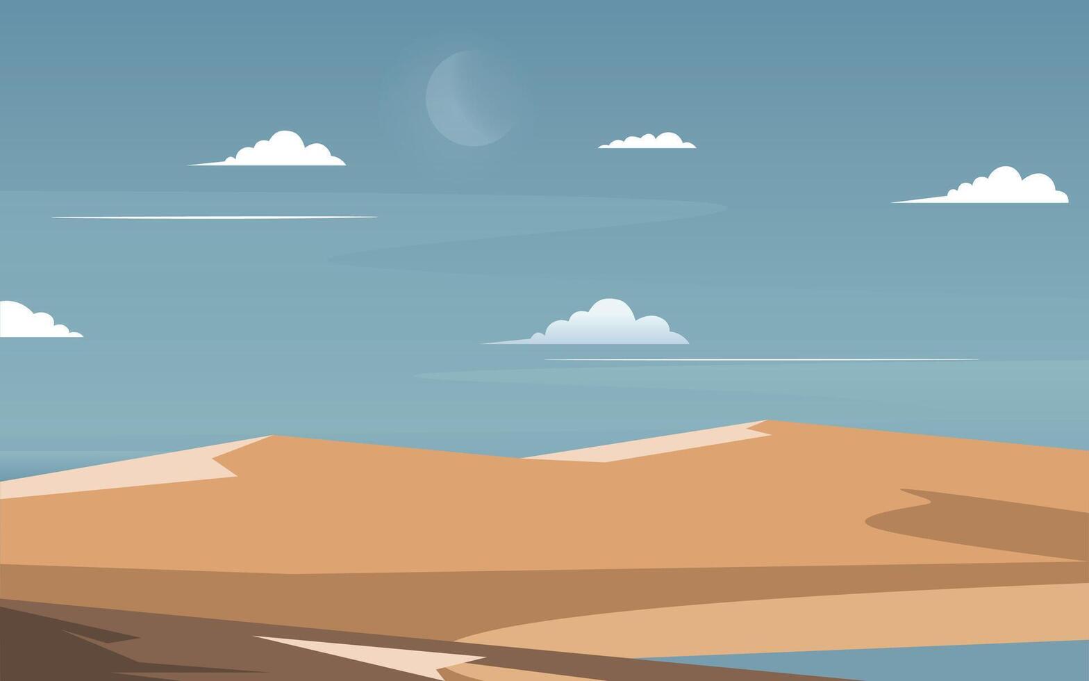 Sand dunes vector. Desert landscape with blue sky vector
