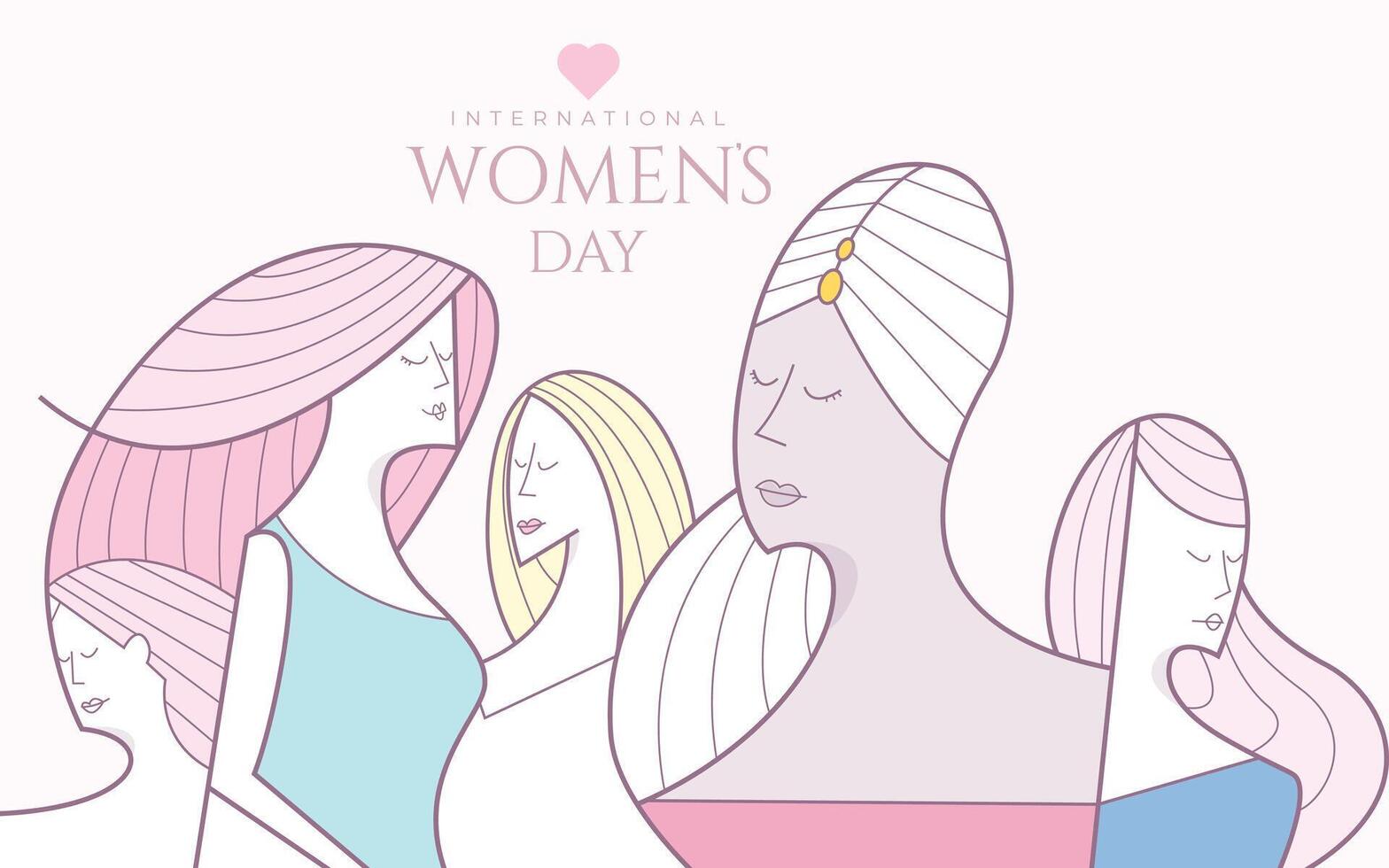 internacional De las mujeres día en 8 th marzo. multicultural y multiétnico mujer vector