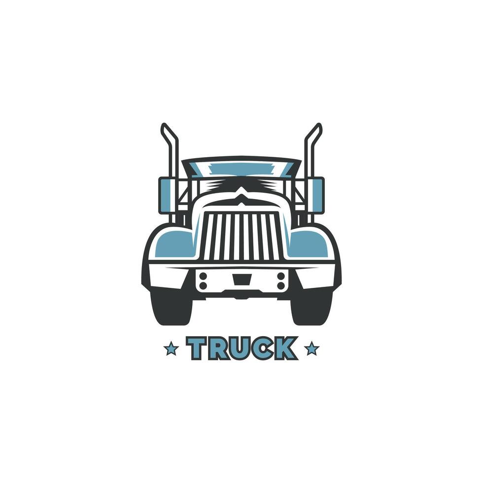 truck logo design with blue and white colors vector