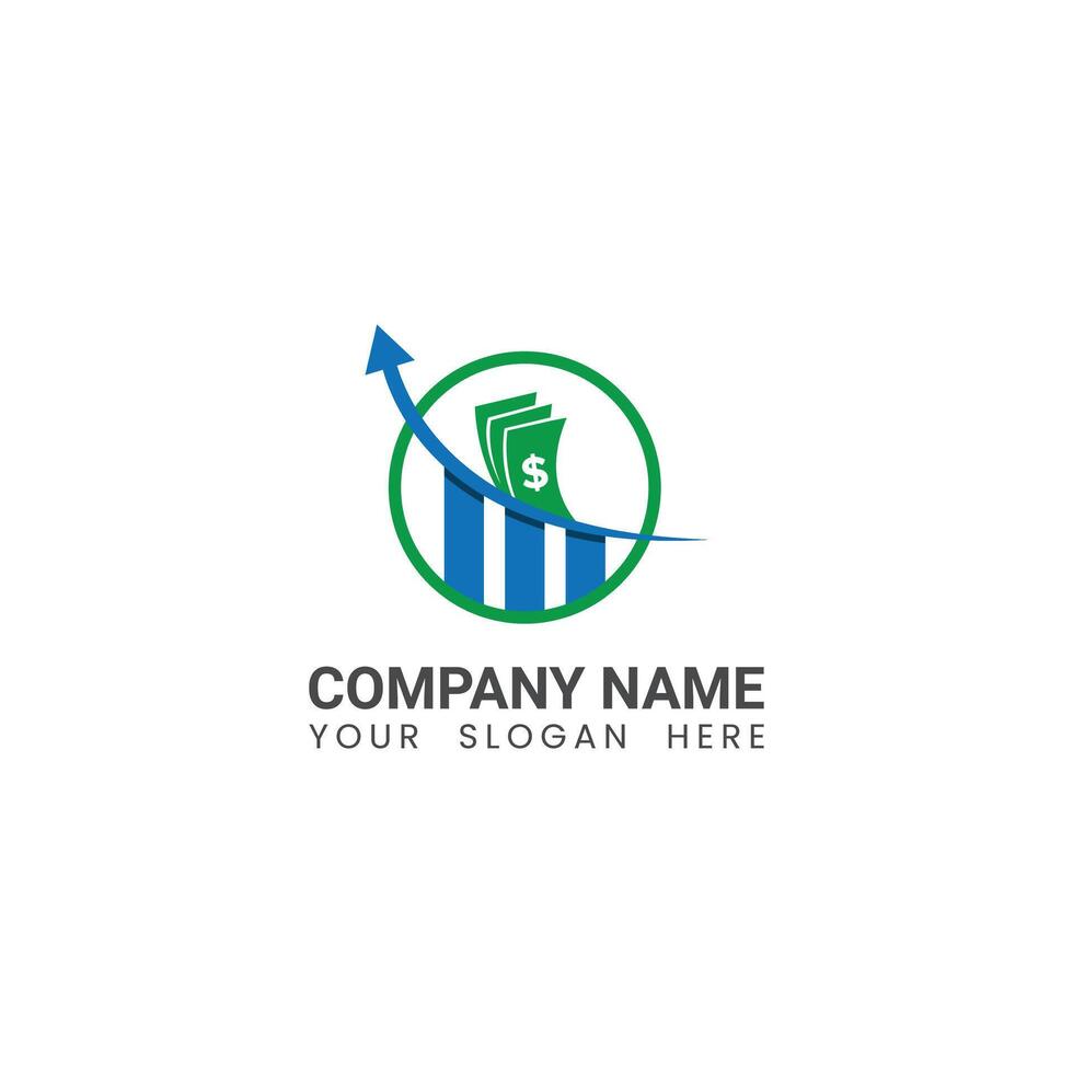 a business logo with a green arrow and dollar sign vector