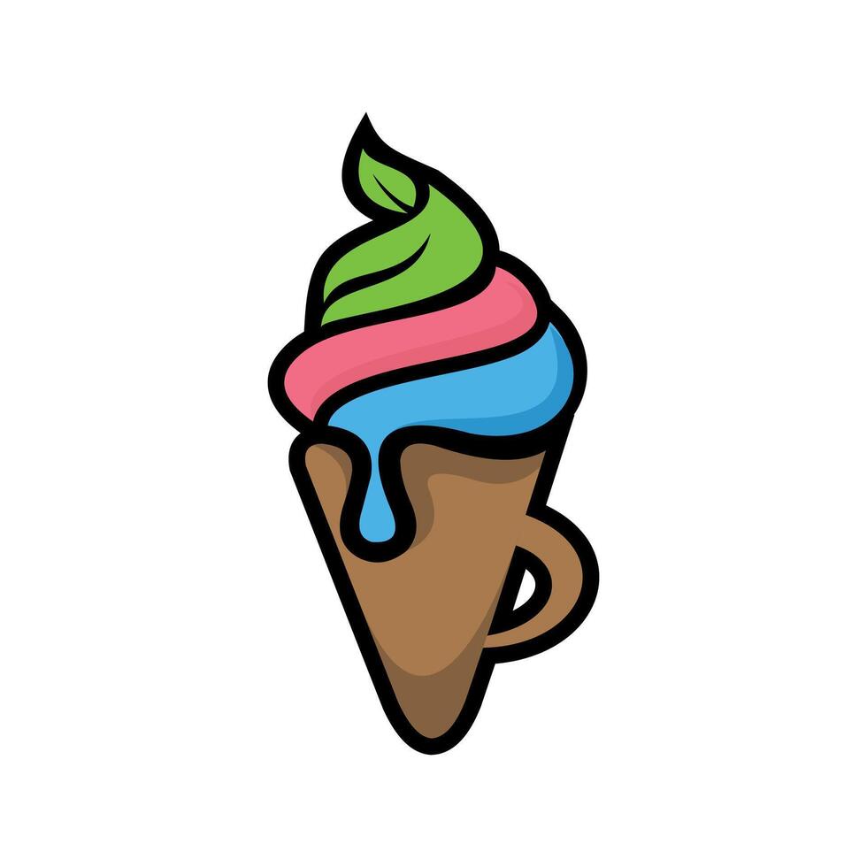 Logo ice cream tea and coffee vector design