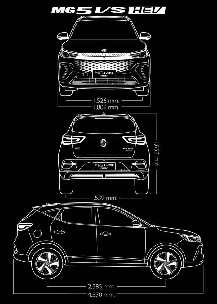 MG VS HEV 2023 car blueprint vector