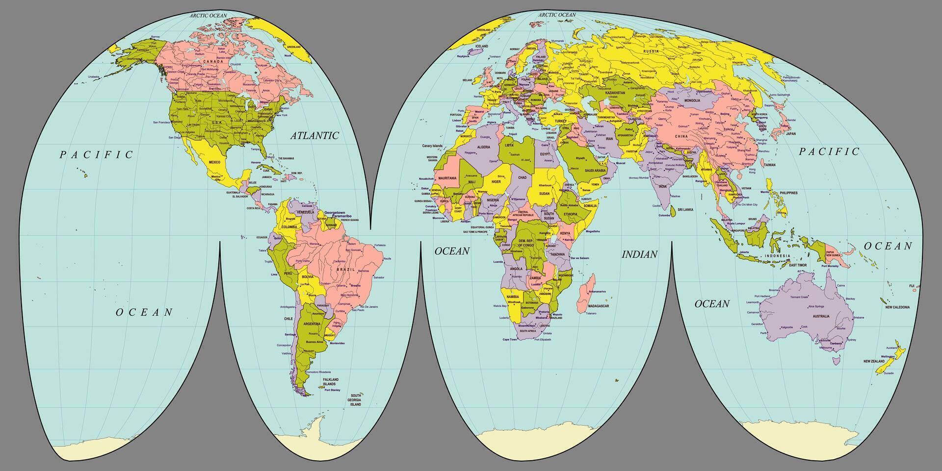 Political simple world map vector