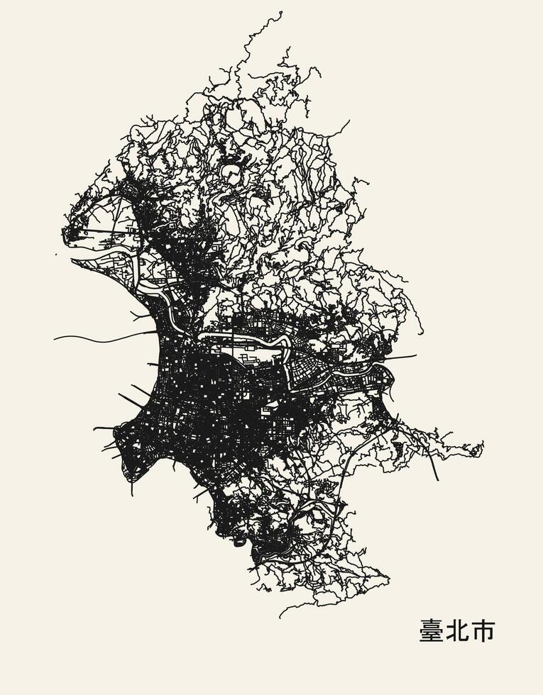 ciudad la carretera mapa de Taipéi, Taiwán vector