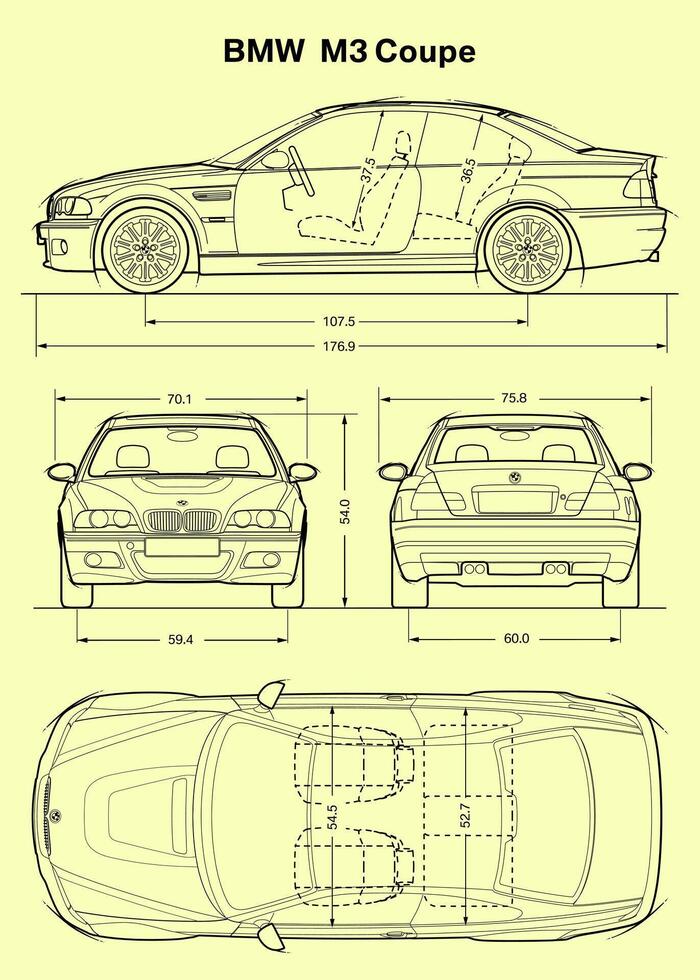 2006 BMW m3 cupé coche Plano vector