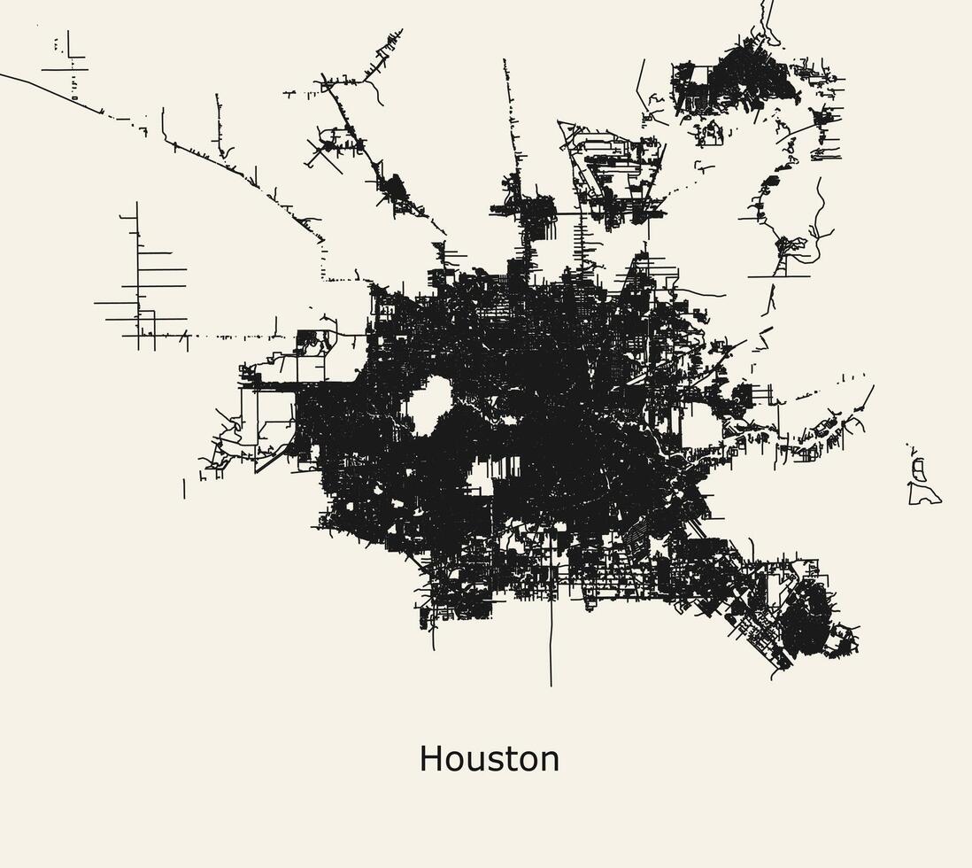 City road map of Houston, Texas, USA vector