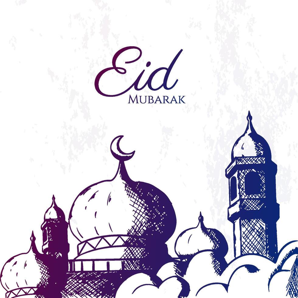 mano dibujado bosquejo de mezquita con grunge antecedentes. genial para eid Mubarak celebracion, Ramadán Kareem, muharram, etc. vector