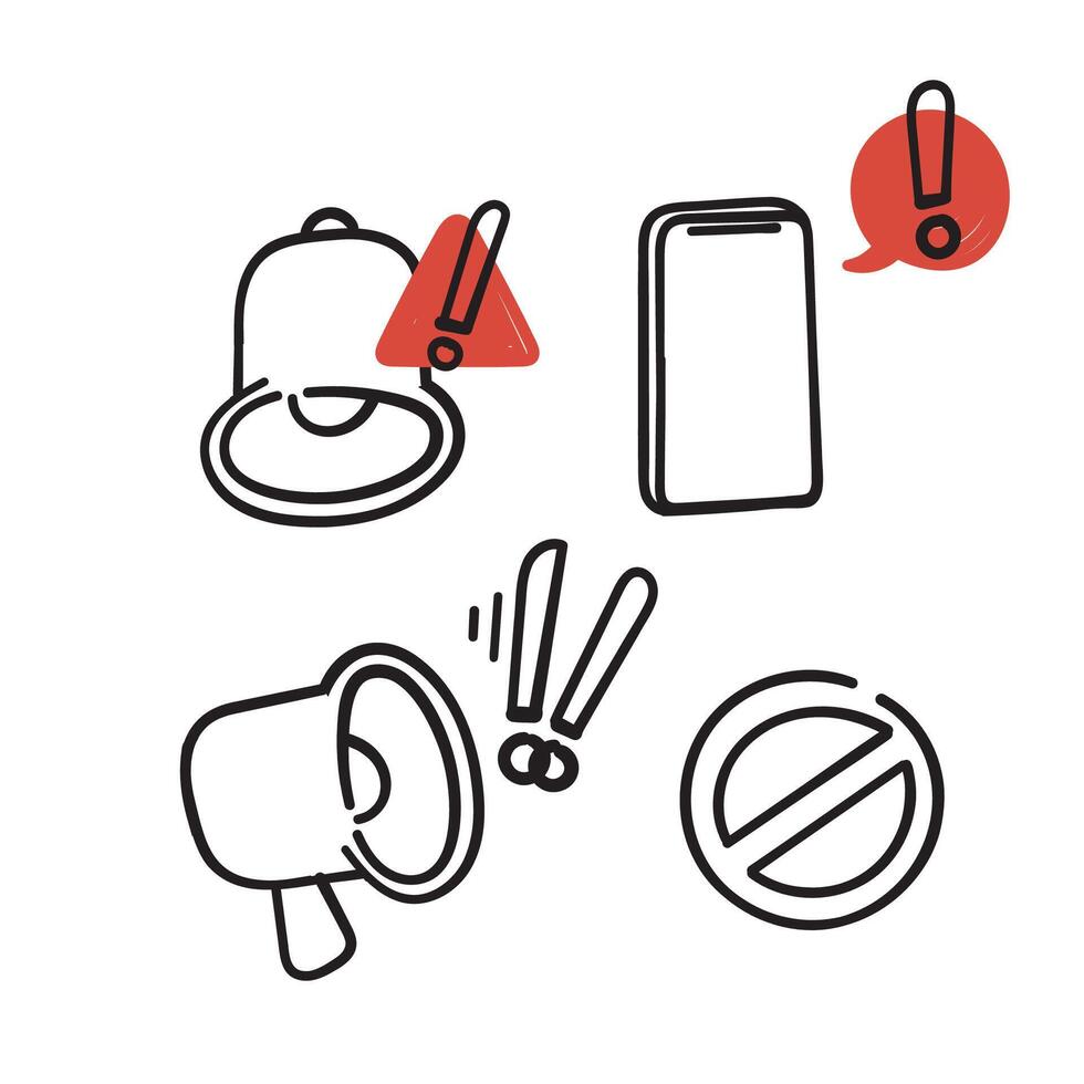 hand drawn doodle warning sign icon collection related vector