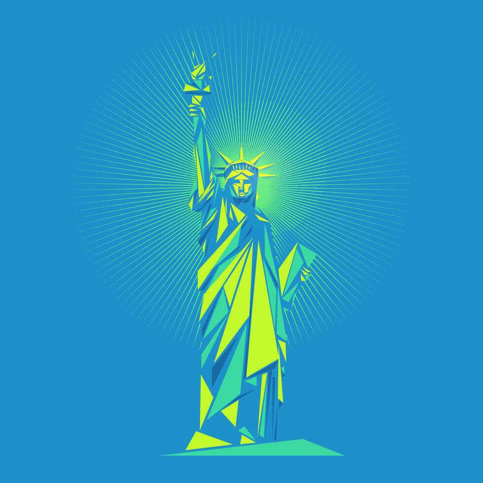 graphic of colourful low poly statue of liberty USA vector