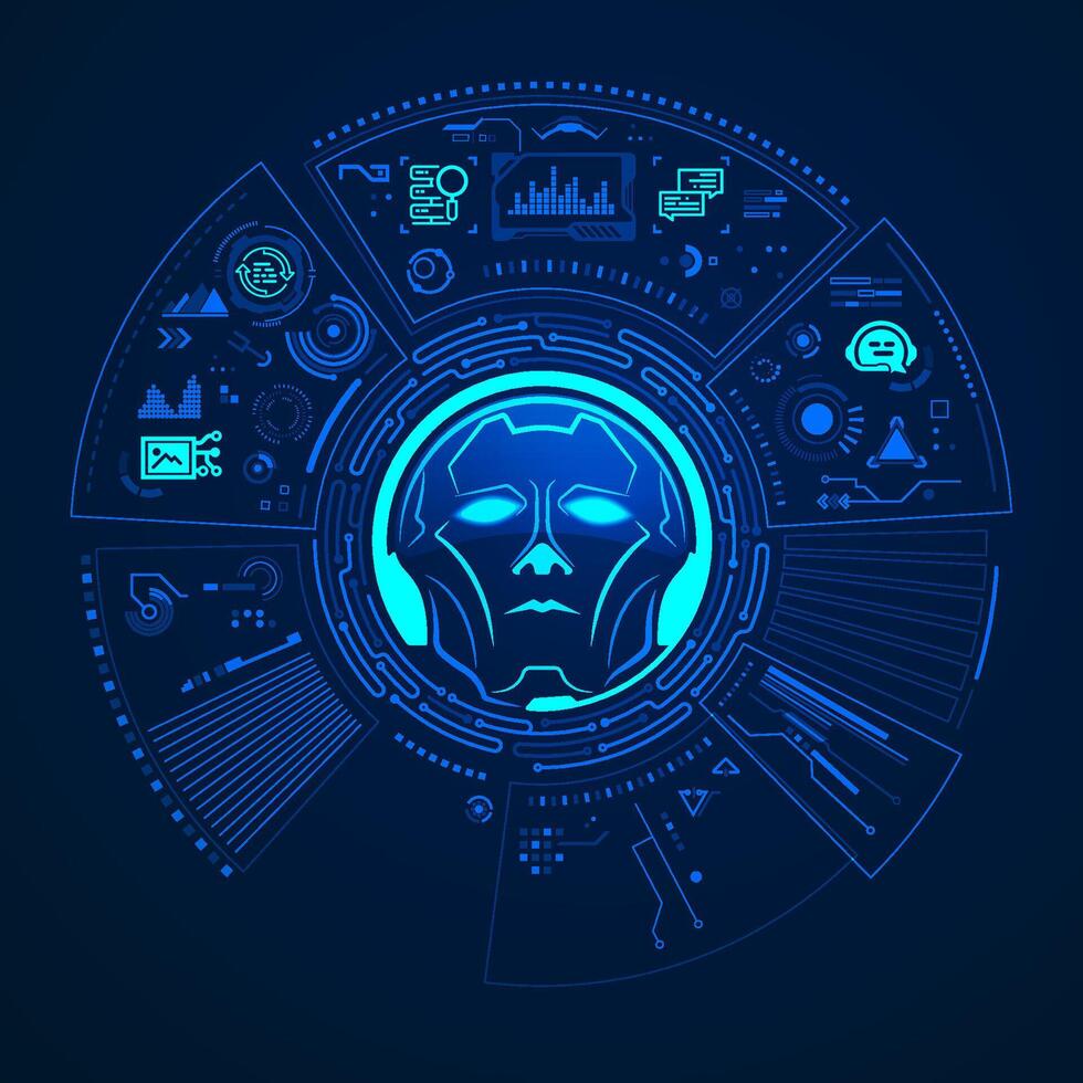 concept of chatbot technology, graphic of ai artificial intelligence chat interface vector