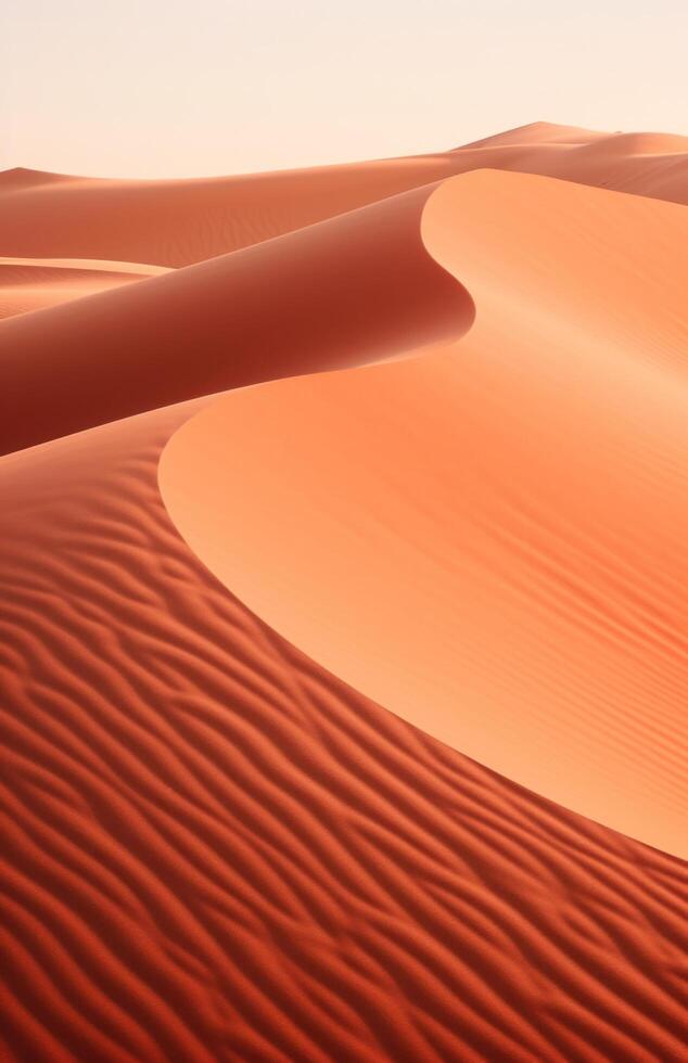 AI generated sand wave is blown from one spot in the dunes of namibia sand photo