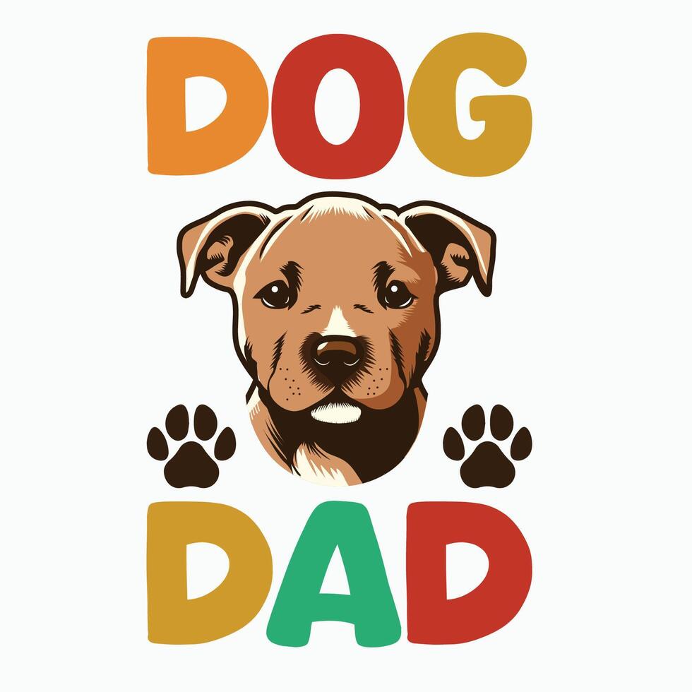 Staffordshire Bull Terrier Dog Dad T-shirt Design Illustration Pro Vector