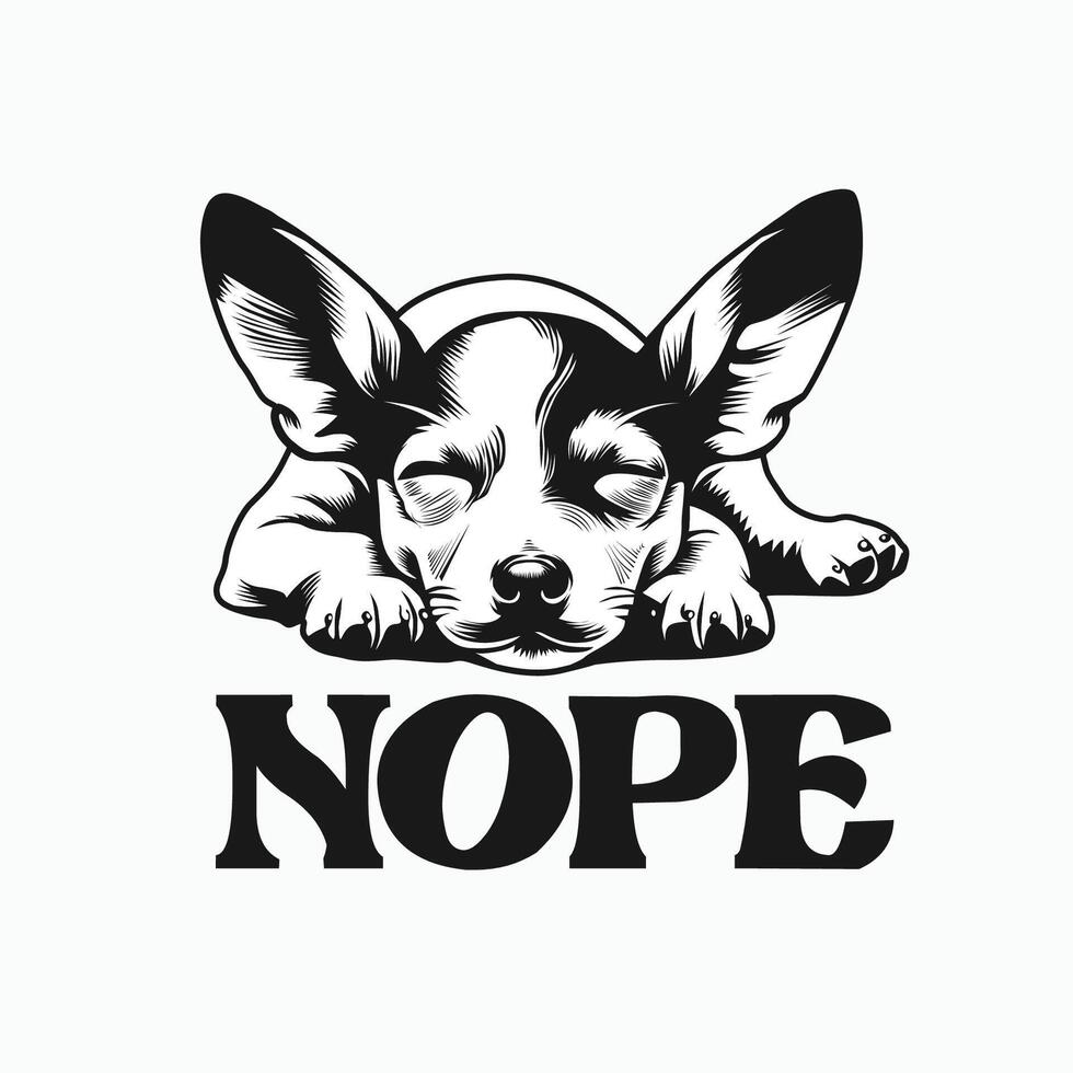 Rat Terrier Nope Typography t-shirt design illustration Pro vector